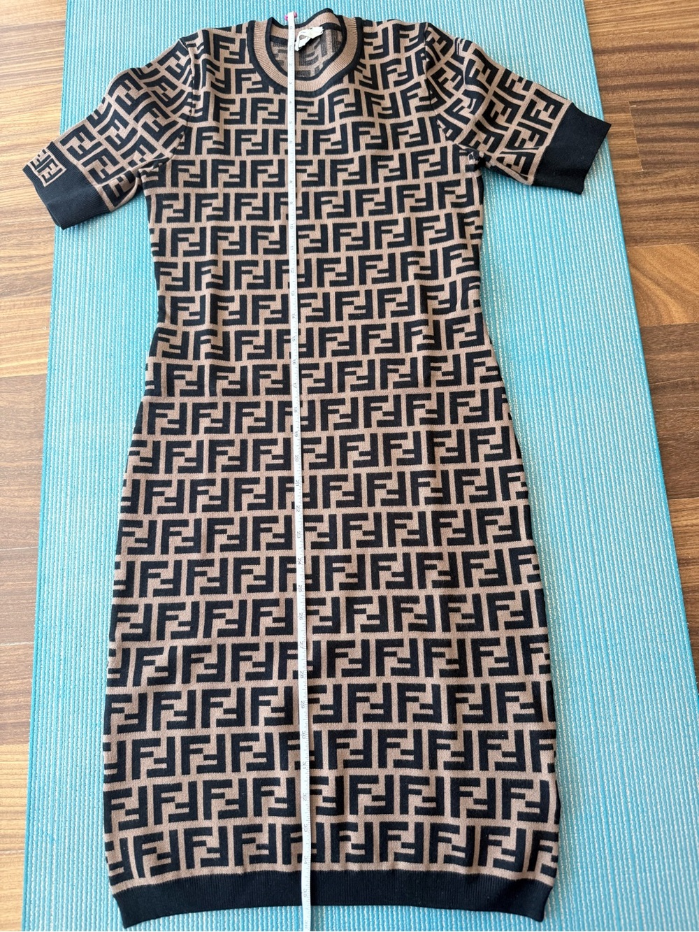 Fendi Brown & Black Logo Knit Dress 36